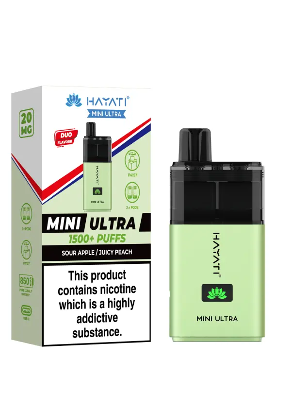 Sour Apple / Juicy Peach Hayati Mini Ultra Disposable Vape